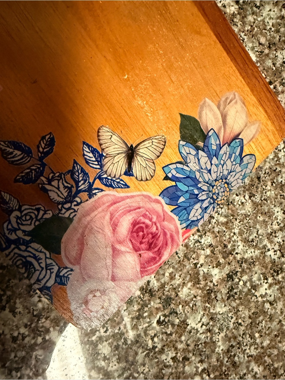Dolly Parton Floral Butterfly Decoupage Wood Accent cutting board